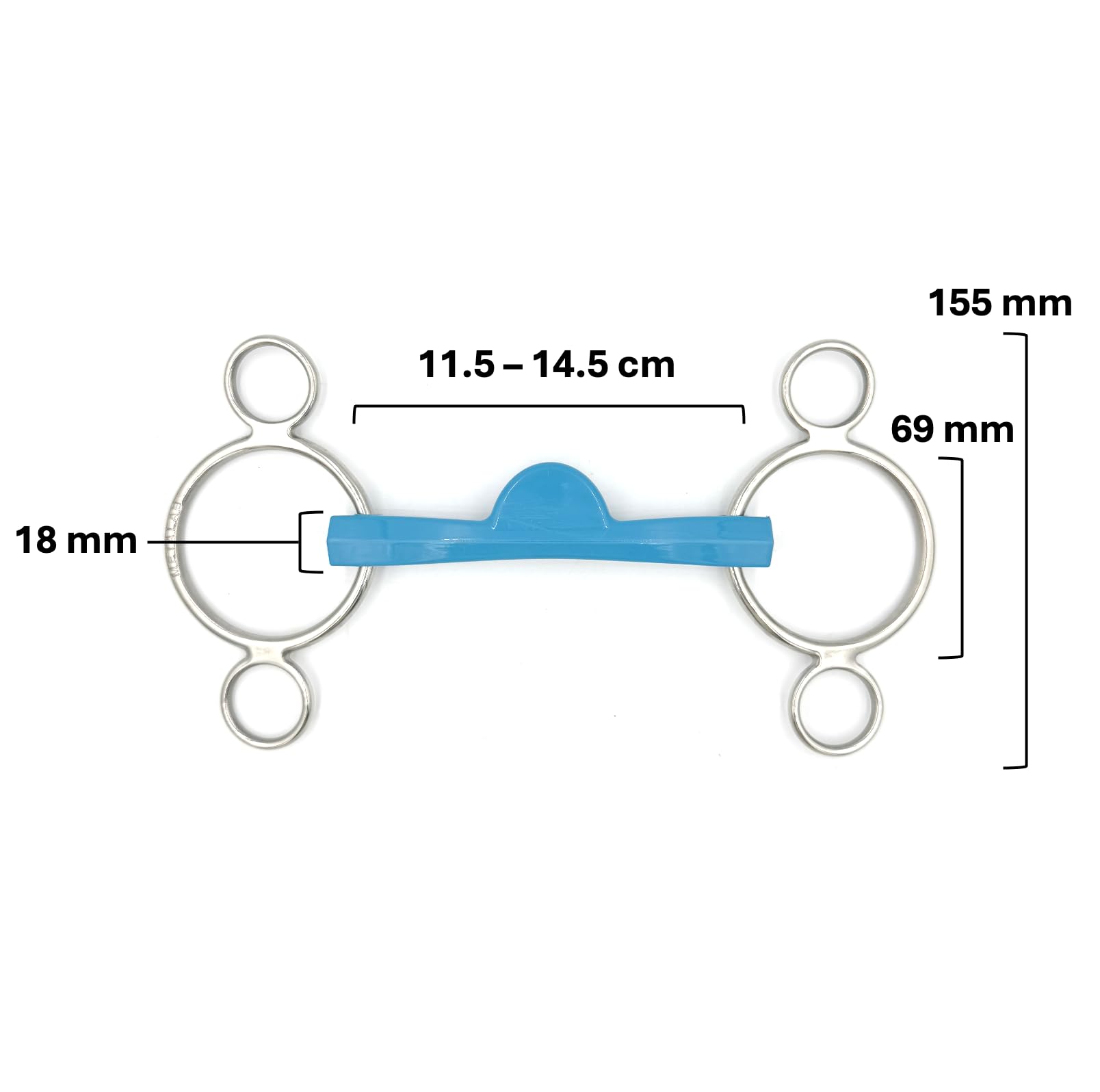 ES0253 METALAB FlexiBit Pessoa - Trenza de 3 anillos Flexi Port – Trenza flexible de acero inoxidable con sin lengua y efecto palanca para un mayor control en caballos fuertes (12,5 cm)