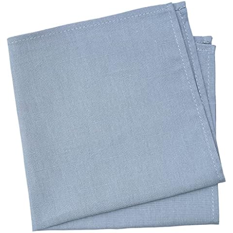 BELLUNO Dusty Blue Pocket Square for Men, Cotton and Linen Blend Cover