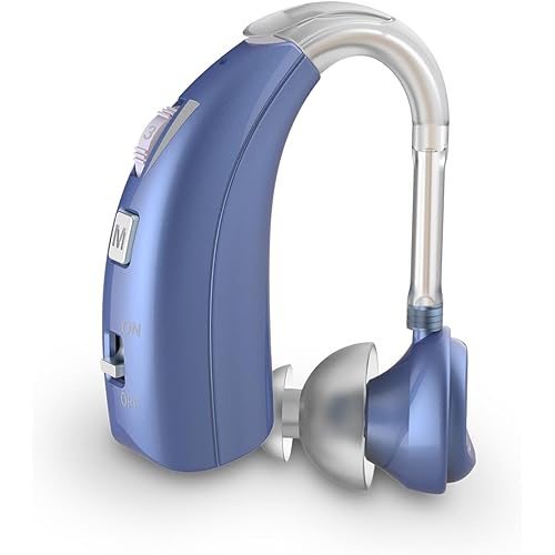 Delmicure Hearing Aids For Seniors, Rechargeable Digital Hearing Aids Adults With Hearing Loss,Has Dual Frequency Adjustments And Multi-Level Volume Adjustment,Blue