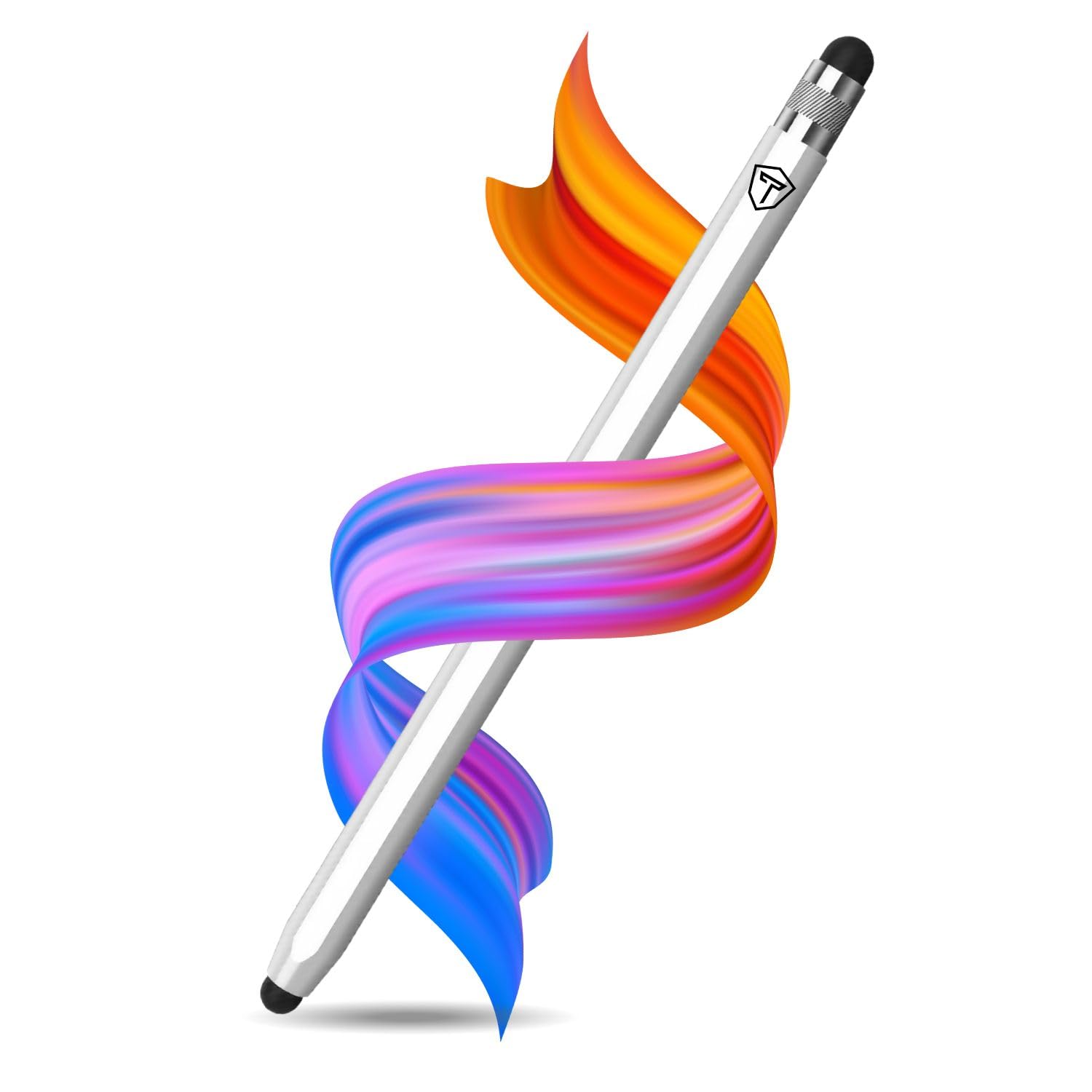 Tukzer 2in1 Tablet Stylus Pen with Soft Rubber Tip,Magnetic Aluminum Body,High Sensitivity & Precision Universal Capacitive Touchscreen Pen for iOS, Android,Smartphone,iPad,Pro,Air,iPhone-Pearl White