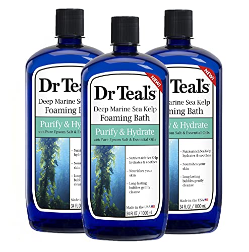Dr Teal's Sea Kelp Foaming Bath with Epsom Salt, Purify & Hydrate 34 oz (Pack of 3)