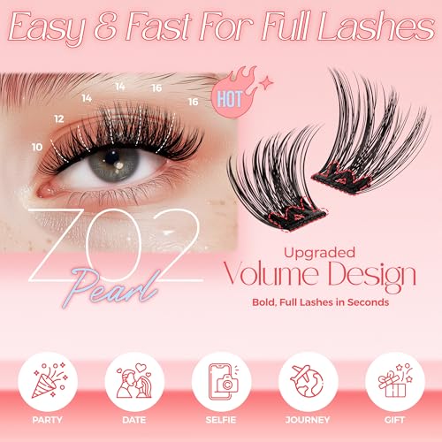 LASHVIEW Selbstklebende Wimpern, 3 Sekunden zum Aufsetzen, Super-Portabilität Einfach für Einsteiger. 24-Stunden-Halt, Ideal für Jeden Anlass 72 Stück 10-16 mm (Z02)