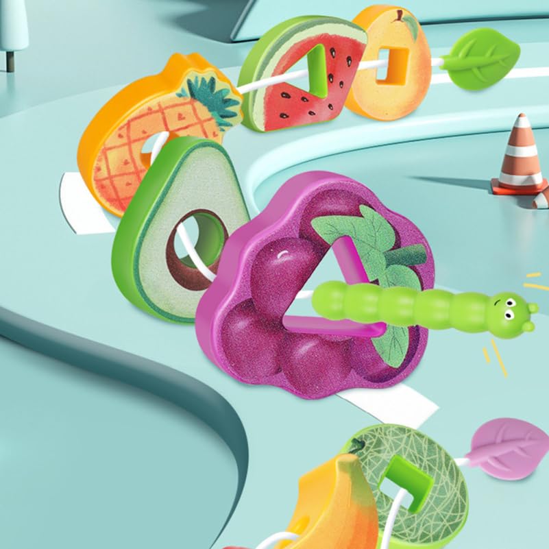 Kisangel Toddler Lacing Toys Fruit Threading Beads Educational Shape Sorting Preschool Learning Kit Abs Lightweight - Image 2