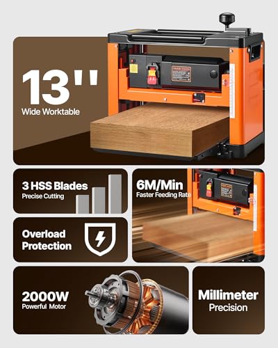 VEVOR 13-Inch Three-Blade Planer