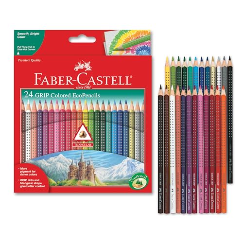 Faber-Castell Grip Colored EcoPencils - 24 Pack Colored Pencils, Pre-Sharpened