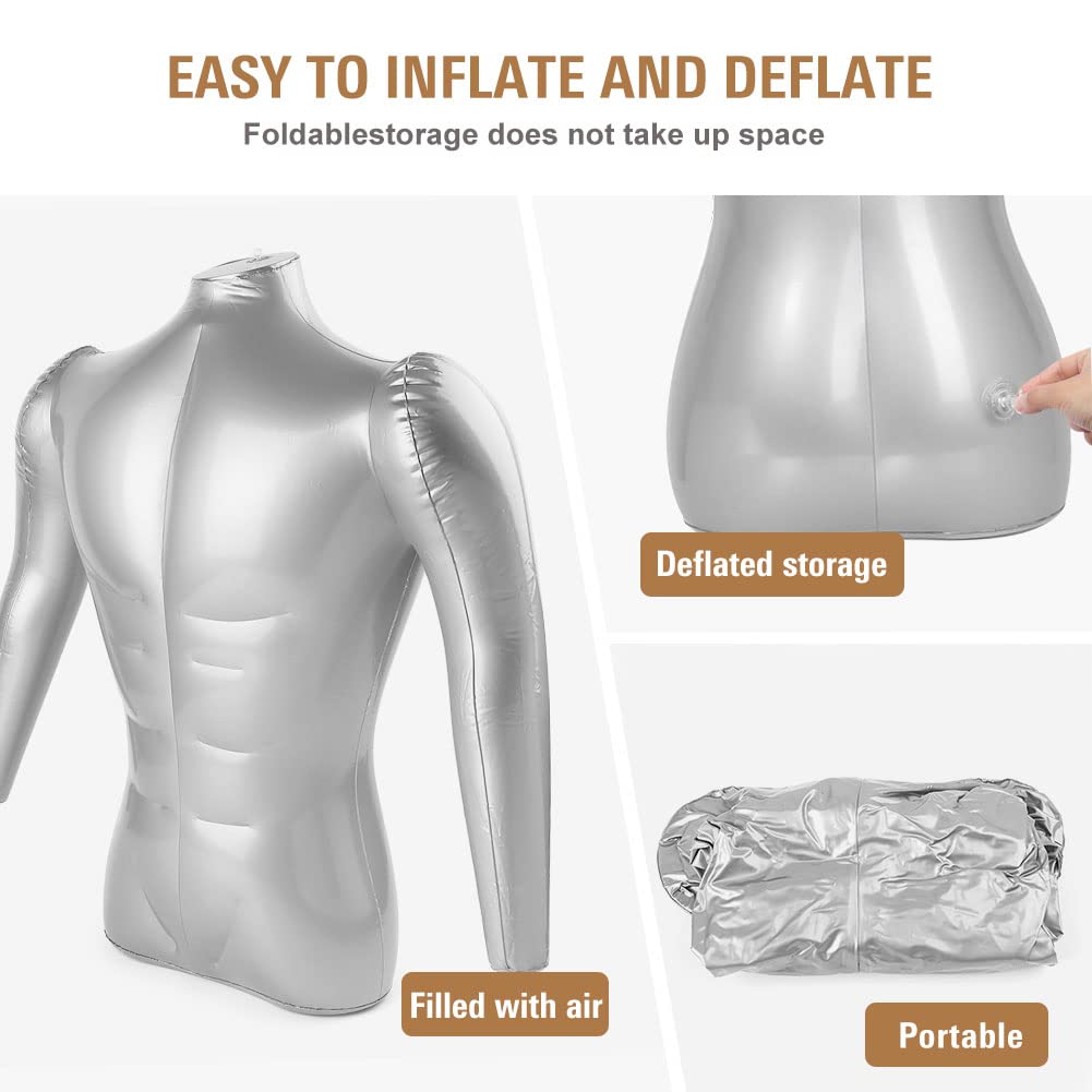 Aufblasbare männliche Schaufensterpuppe Halbkörper mit Armen Torso Shirt Form Display Dummy Modell