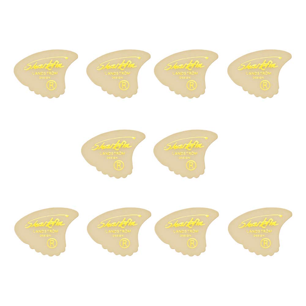 Landstrom Design Sharkfin Medium Guitar Picks (White Goldprint, 10-Pack) | 3 Play Edge Design for Various Tones | Premium Nylon Acoustic & Electric Guitar Picks | The Original Sharkfin from Sweden