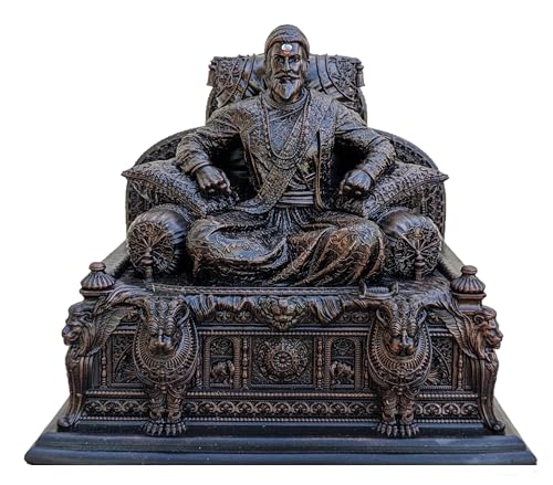 Image of Chatrapati Shivaji Maharaj Rajeshahi Statue for Car Dashboard and Home (Copper Color) (6 inch)