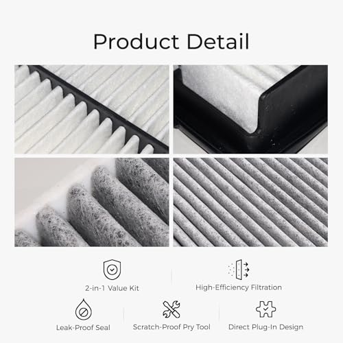 Image of 28113-F2000 Engine Cabin Air Filter Set Fit for Kona 2018-2023 Compatible with Veloster 2019-2021 Soul 2020-2025 1.6L 2.0L Gas Professional Maintenance Kit Including Replacement 97133-D1000