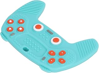 Baby Teether Multi Button Silicone Teether Concave Back Shaped Game Controller for Home Use (Blue)