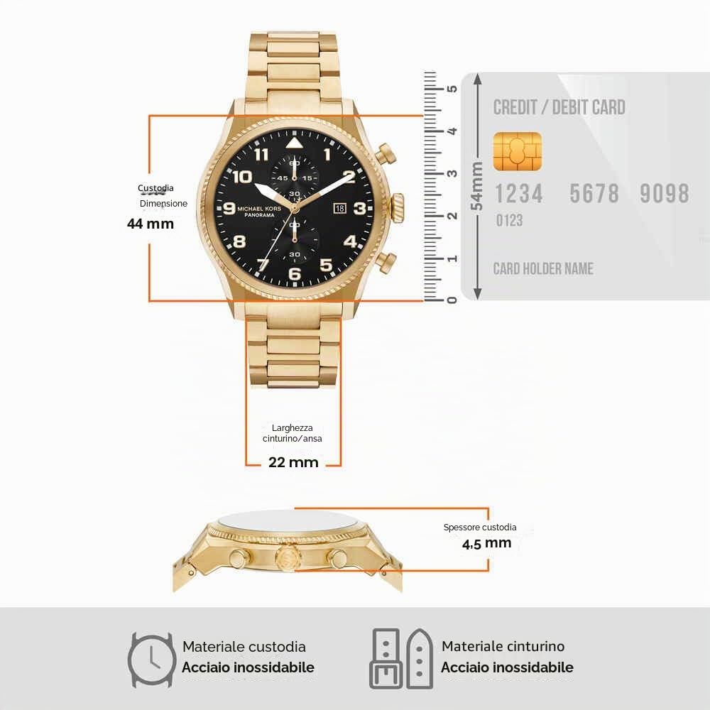 Michael Kors Orologio Panorama da uomo, movimento al quarzo multifunzione da 44 mm con cinturino in acciaio inossidabile