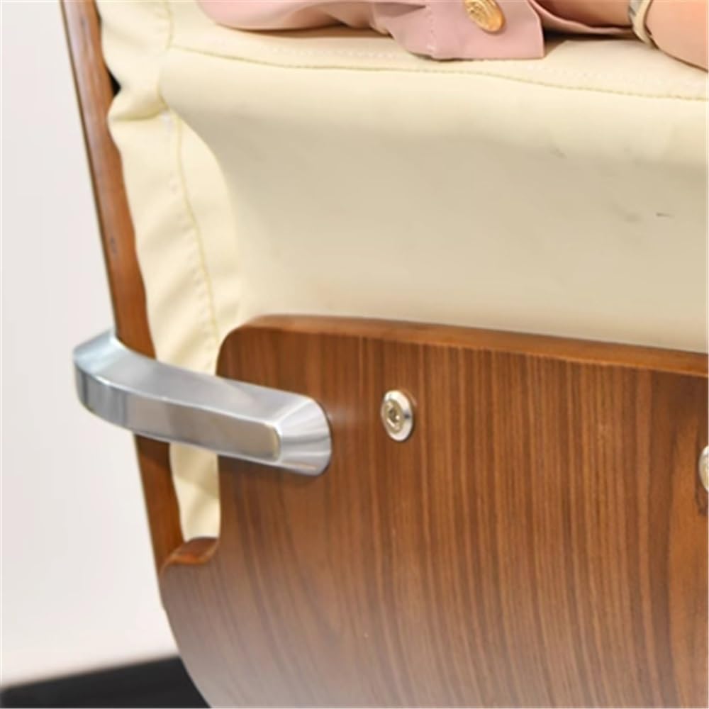 Regulowane krzesło fryzjerskie do salonów fryzjerskich stylowe beżowe krzesło do salonu ergonomiczna konstrukcja profesjonalny fotel fryzjerski wyposażenie salonu regulacja wysokości wygodna tapicerka