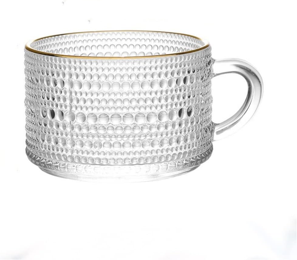 Nordic Retro Embossed Glass Sun Flower Coffee Cup Pearl Milk Tea Cold Drink Juice(E)