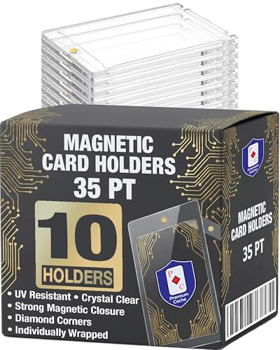 Premium Cache Magnetic Card Holders for Trading Cards | 35pt 10 Count | Clear Acrylic One-Touch Magnetic Card Holders Protector Case for Sports, TCG, and Collectible Cards