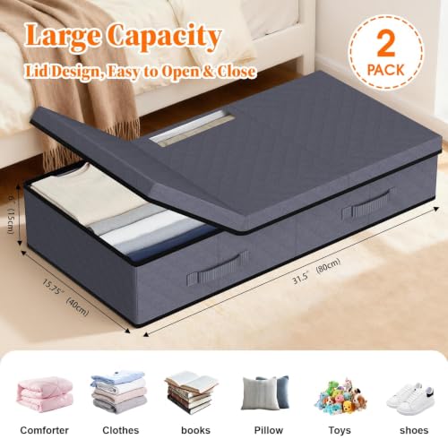 Under Bed Storage Containers with Lids, 2 Pack Foldable Grey $17.24 AC + 43% Off Code 2EG5RP78 - image 2