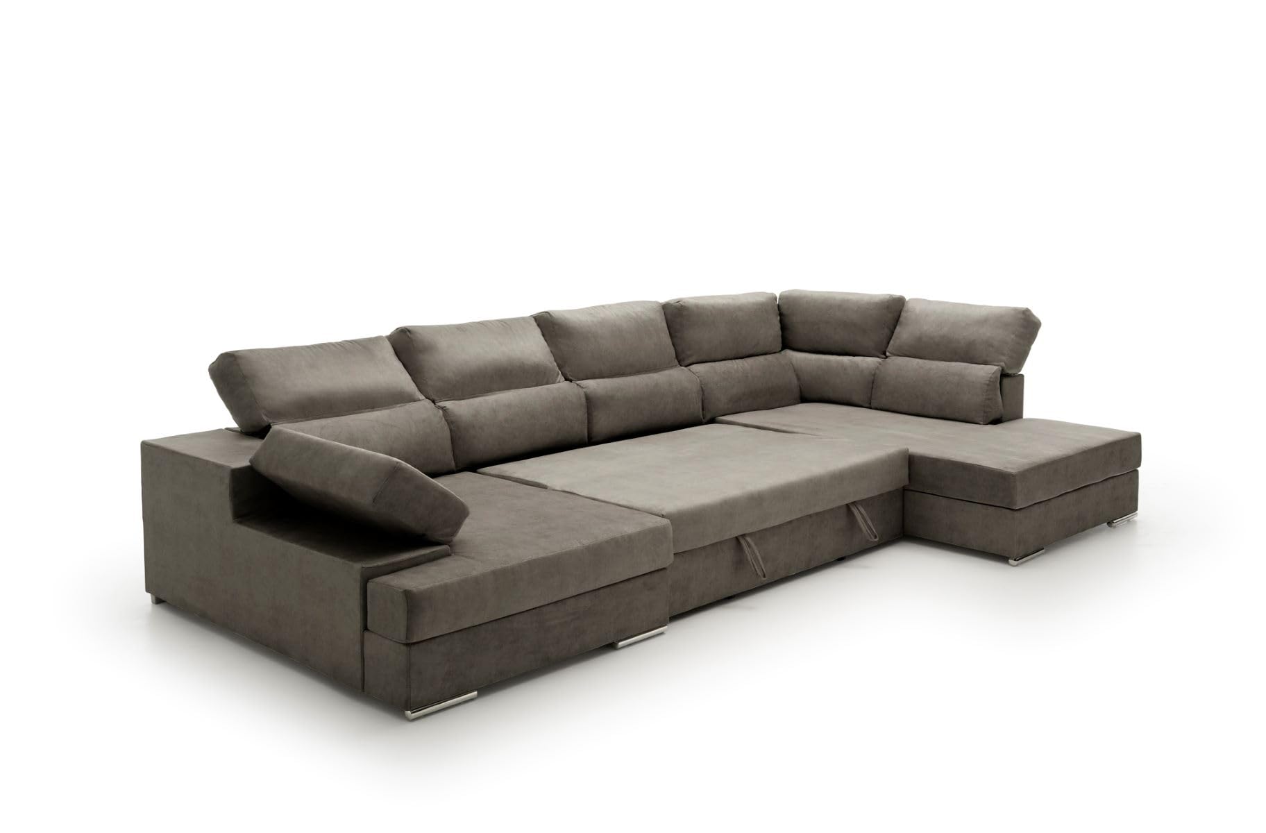 Sofa Gran Chaise Longue Cama Massima Diseño y Alta Gama Tostado Derecha