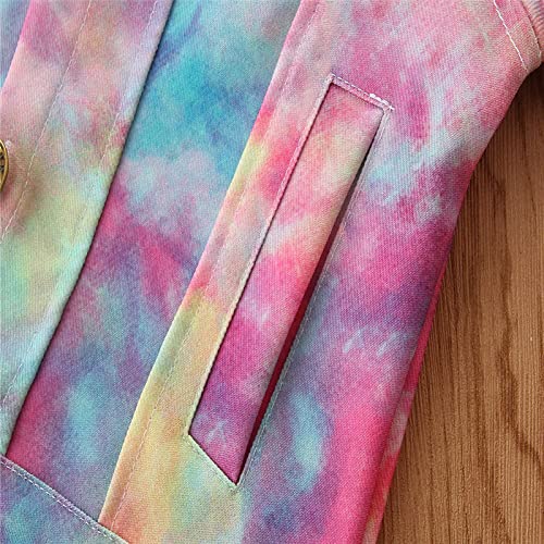 Toddler Baby Boy Girl Jacket Long Sleeve Tie Dye Button Down Shirts Coats Outerwear Cardigan Top (B, 1-2 Years)4