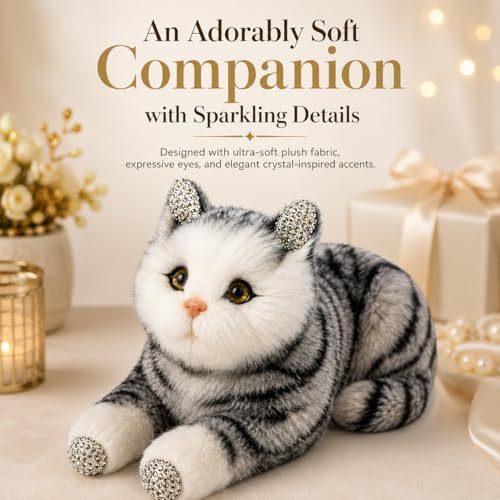 Image of Monex Stationary Cute Sitting Cat Plu | Ultra Soft Stuffed Animal for Kids, Girls & Room Decor | Decorative Cat Plushie Gift (White-Black)