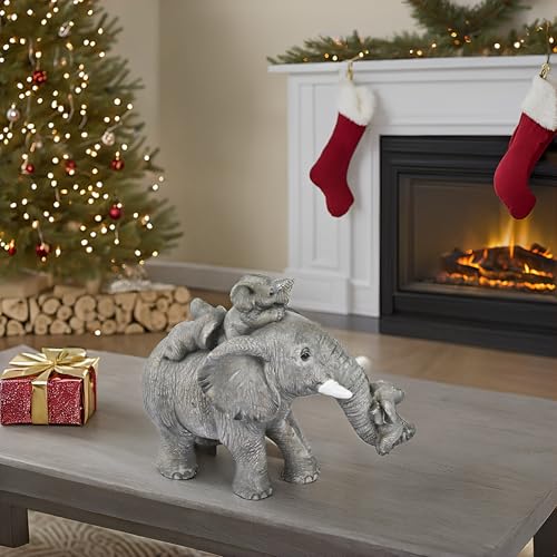 Estatua de elefante decorativa de resina gris miniatura 4