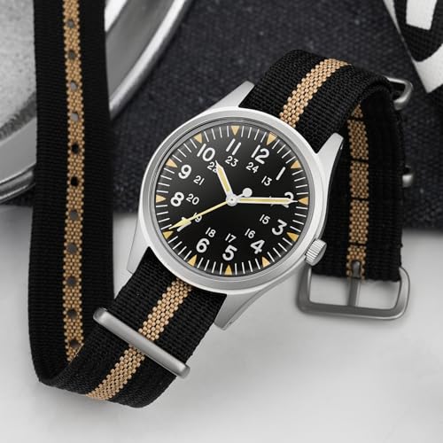 Image of Militado VH31 Quartz Watch, ML07 Field Watch 36mm Military Mens Watches C3 Green Luminous Unisex Wristwatch 10 ATM Waterproof