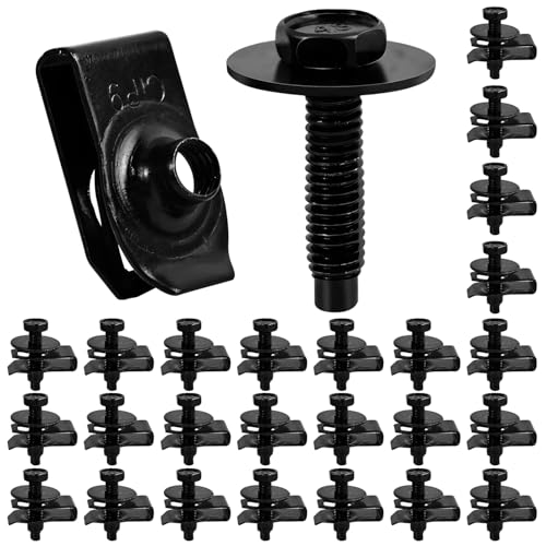50Pack M6-1.0 U Clips Automotive Kit with Speed Nuts and Screw Clips - Universal Fender Liner Hex Head Screws for Engine Splash Shield (50Pack)