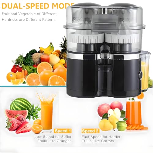 Spremiagrumi Elettrico a Doppia Testa per Arance, Limoni e pompelmi, per la Cucina di casa, Bar (Black)