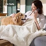 BEDSURE Kuscheldecke Decken für Sofa - Wohndecke, Couchdecke, Überwurf, weiche und warme Fleecedecke, gemütliche Korddecke, Kuscheldecke flauschig, Weiß Creme, 150 x 200 cm
