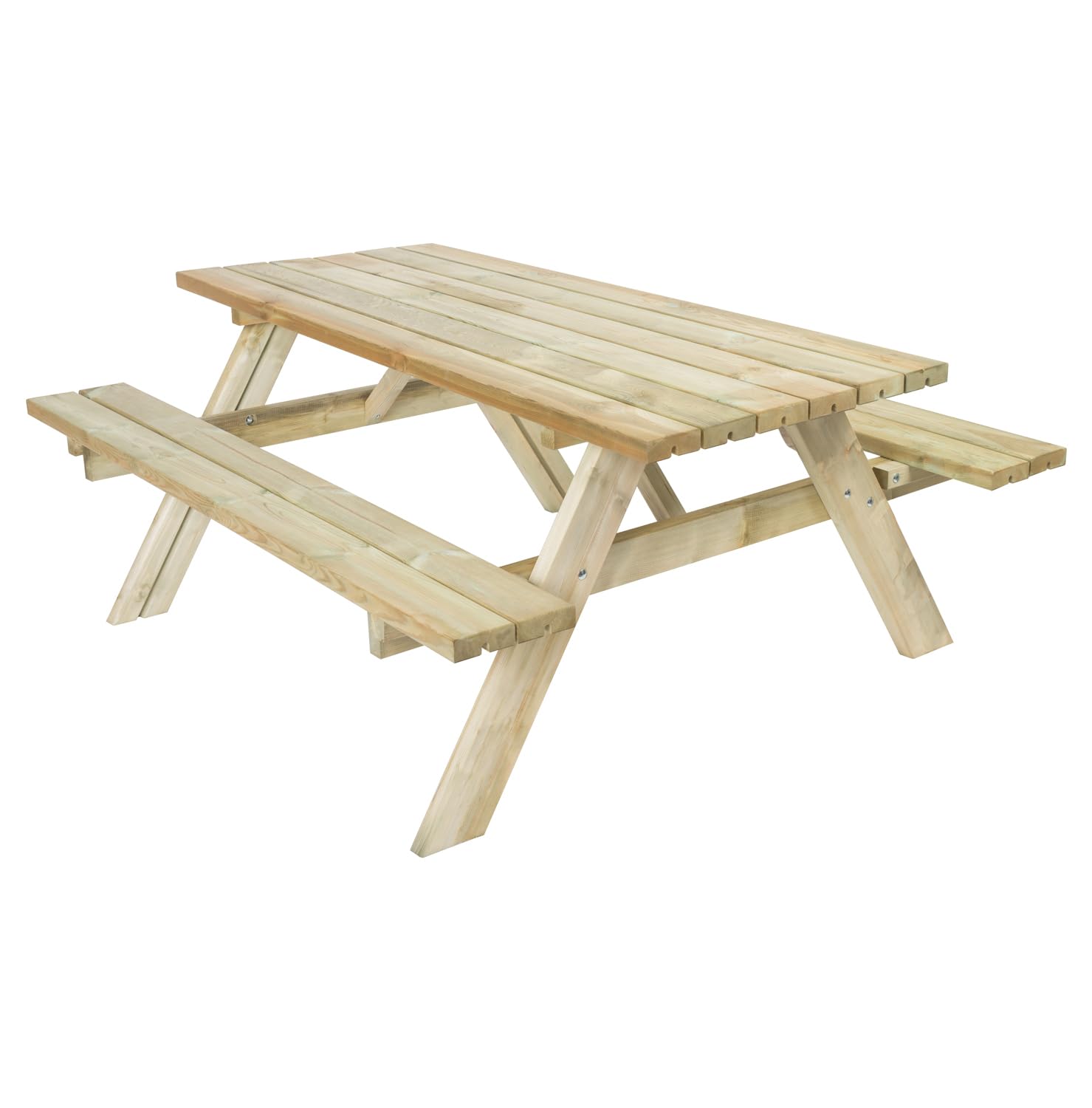 The Homeweeks Mesa Picnic jardín Madera tratada en Autoclave Strong 200" con 2 Bancos abatibles, 198 x 154 x 74 cm, 8/10 Adultos, Espesor 42 mm, normativa EN581 y FSC