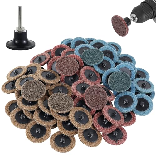 FALESOUL 90Pcs 2 Inch Sanding Discs Fine Medium Coarse Quick Change Sanding Disc with a 1/4 Inch Holder Fine Medium Coarse Wear-Resistant Deburring Sanding Discs for Plastic Glas