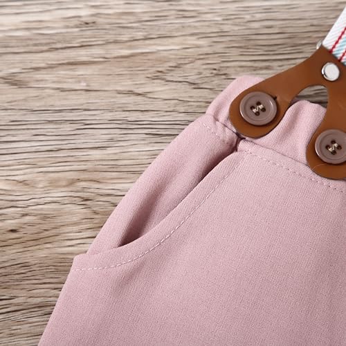 Image of YALLET Toddler Baby Boy Clothes Suit Gentleman Wedding Outfits Formal Dress Shirt+Bowtie+Suspender Pants