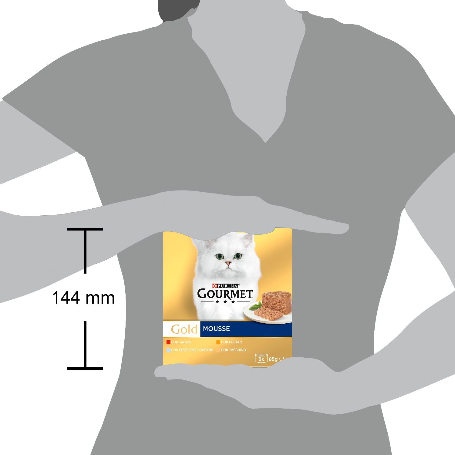 GOURMET GOLD Cibo umido per gatti adulti Mousse con Pesce dell'Oceano, Fegato, Tacchino e Manzo 96 lattine da 85g