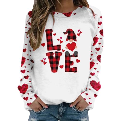 Sweat Saint-Valentin femme argent col rond XL confortable