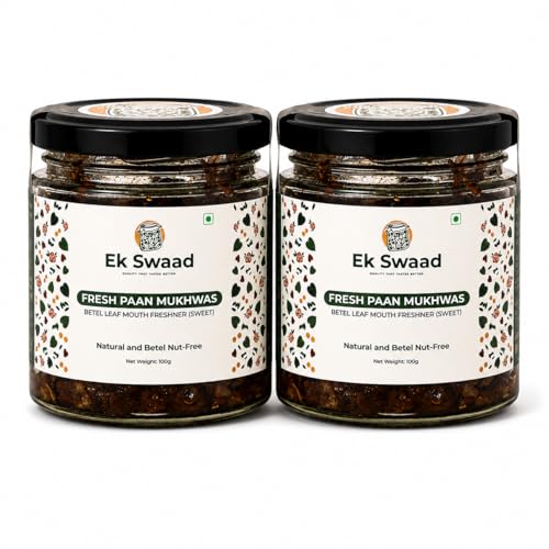 Image of Ek Swaad Fresh Paan Mukhwas | Paan /Betel Leaf Mouth Freshener | No Added Refined Sugar | Natural & Fresh | No Supari, No Katha | No Artificial Additive | 100g (Pack of 2)