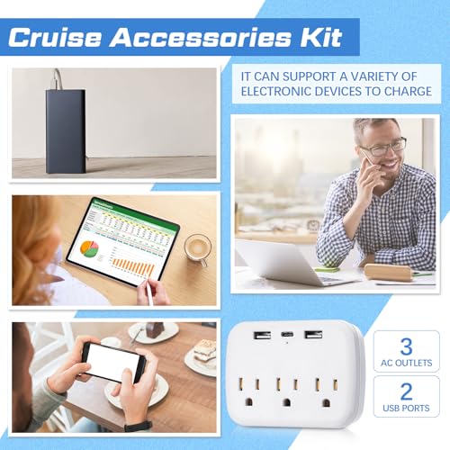 Teling Cruise Essentials 2025, 2 Cruise Lanyard, 4 Carnival Luggage Tags for Ships 2025, 2 Waterproof Phone Pouch, 1 Power Strip, Ship Must Haves(Classic Color)3