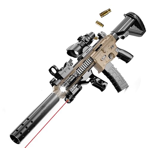 Sniper Rifle Toy Foam Blaster with Target and 10 EVA Soft Bullets, Shell Ejection Toy Gun, Team Activity Shooting Game for Kids and Adults (Desert)