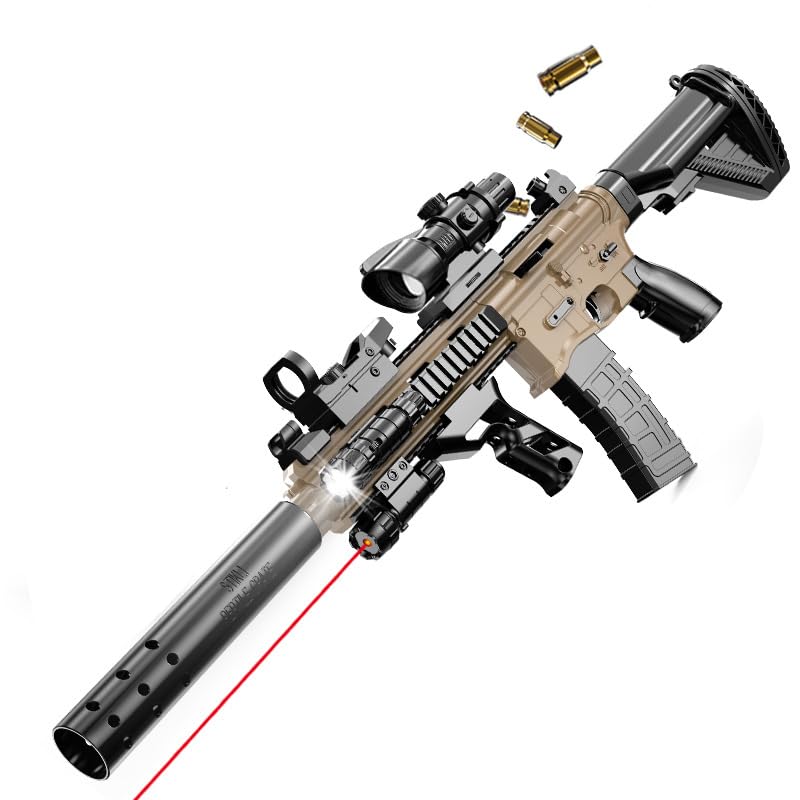 Sniper Rifle Toy Foam Blaster with Target and 10 EVA Soft Bullets Shell Ejection Toy Gun Team Activity Shooting Game for Kids and Adults (Desert)