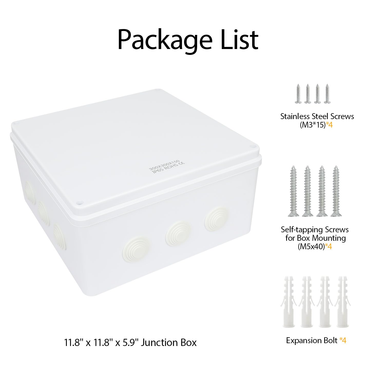 LeMotech Abzweigdose, ABS-Kunststoff, IP65, wasserdicht und staubdicht, Universal-Elektrogehäuse, Projektbox für Außen- und Innenbereich, 300 x 300 x 150 mm