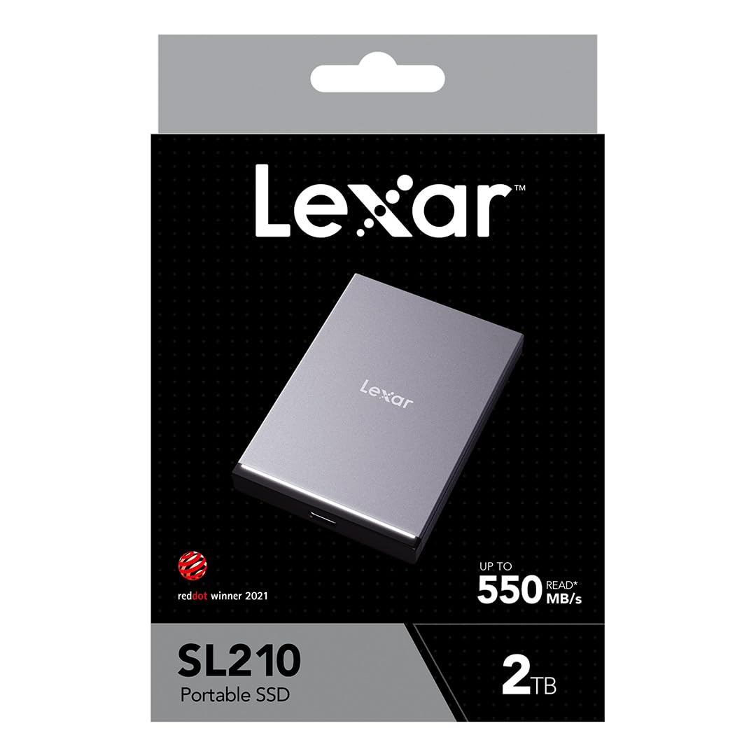 Lexar Unidad de estado sólido portátil SL210, lectura de 550 MB/s, capacidad de 2 TB