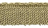 Länge: 76 mm DecoPro 76 mm lange Fransenborte in Lodengrün, Erntegold, dunkler Sand  Stil# BFEMP3 (21927)  Farbe: Flechten – W126 Verkauf pro Yard (1 Yard = 91 cm / 3 Fuß/33 Zoll)