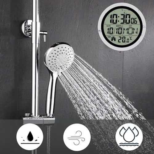 Reloj de ducha con termómetro digital y accesorios de baño a pilas 4
