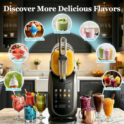 Image of Slushie Machine, 2-in-1 Soft Serve Ice Cream & Frozen Drink Machine | 88oz Capacity, No Ice Needed, Self-Cleaning, Commercial Slushy Machine for Home, Margaritas, Frappes, Milk Shake
