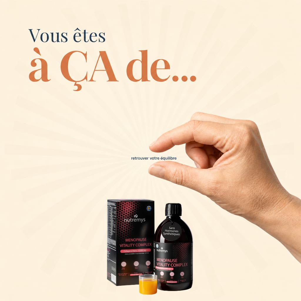 Collagène Marin Liquide 10 000 mg à Boire – Ménopause sans Hormones + Acide Hyaluronique & Vitamine C – Anti-Âge Peau, Cheveux, Ongles & Bouffées de Chaleur – Goût Orange Sans Sucre 500 ml