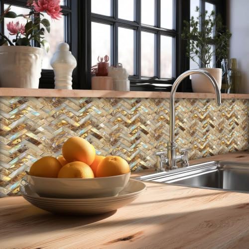 Image of Moroccan Tile Stickers | Waterproof Self Adhesive Peel & Stick Tile Decals for Kitchen Backsplash, Bathroom Wall, Floor, Furniture & Glass (6x6 Inch, Design 44)