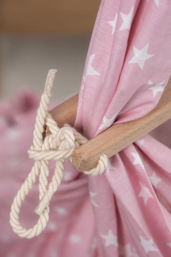 CARPETIA BABYTRAUM Baby FEDERWIEGE Einschlafhilfe ruhiger & erholsamer Schlaf | weiße Sterne pink