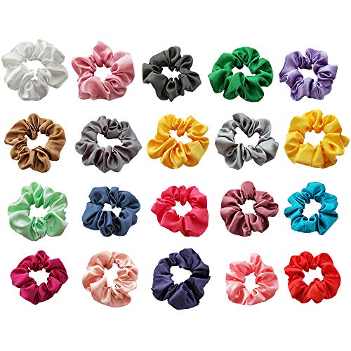 Preisvergleich Produktbild Binken Scrunchy Set,20 Stück Haarbänder Haarseil Seidensatin Haargummis Set Bobbles für Pferdeschwanzhalter Elastische Haargummis Buntes Haar Zubehör Seile (mehrere Farben)