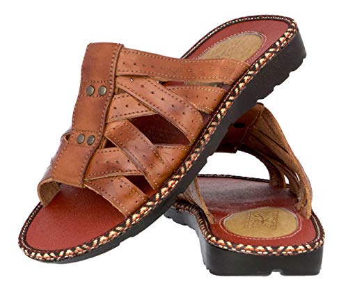 Cowboy Professional Mens 130 Cognac Authentic Mexican Huarache Sandals Real Leather Slides