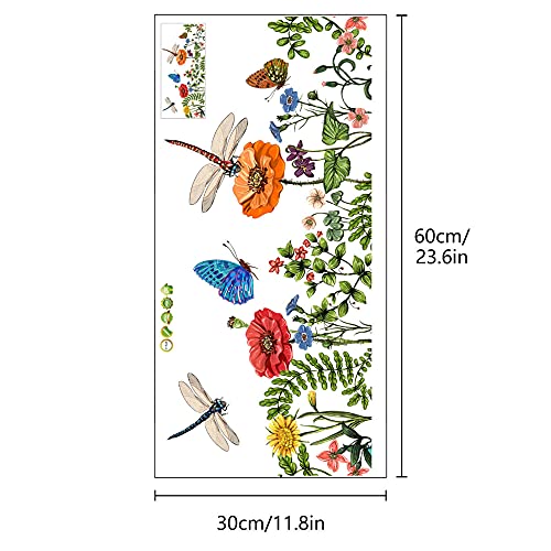 Flower Dragonfly Wall Decals Monstera Palm Tree Leaf Plants Wall Stickers Bedroom Living Room Tv Wall Door Decor Murals (Tropical Leaf Green Leaves Flower Dragonfly) #TOP5