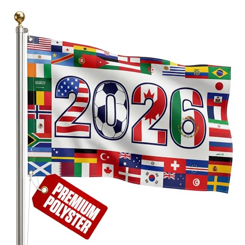 2026 World Cup Flag 3x5 FT - All Nations Soccer Flag 48 Countries Double Sided Knitted Polyester Banner with Brass Grommets World Cup Decorations Indoor Outdoor Soccer Fan Gifts for Men