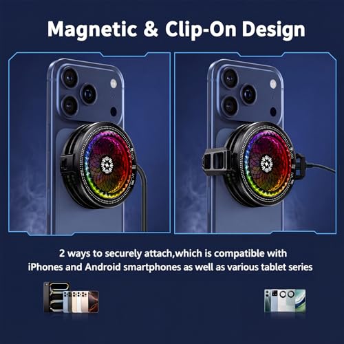 Image of MOBILIFE Phone Cooler, 15W Magnetic Mobile Cooler for Gaming, Instant Cooling Fan with Semiconductor Technology, 5 Cooling Modes, RGB Lighting, Gaming Cooler for Smartphones