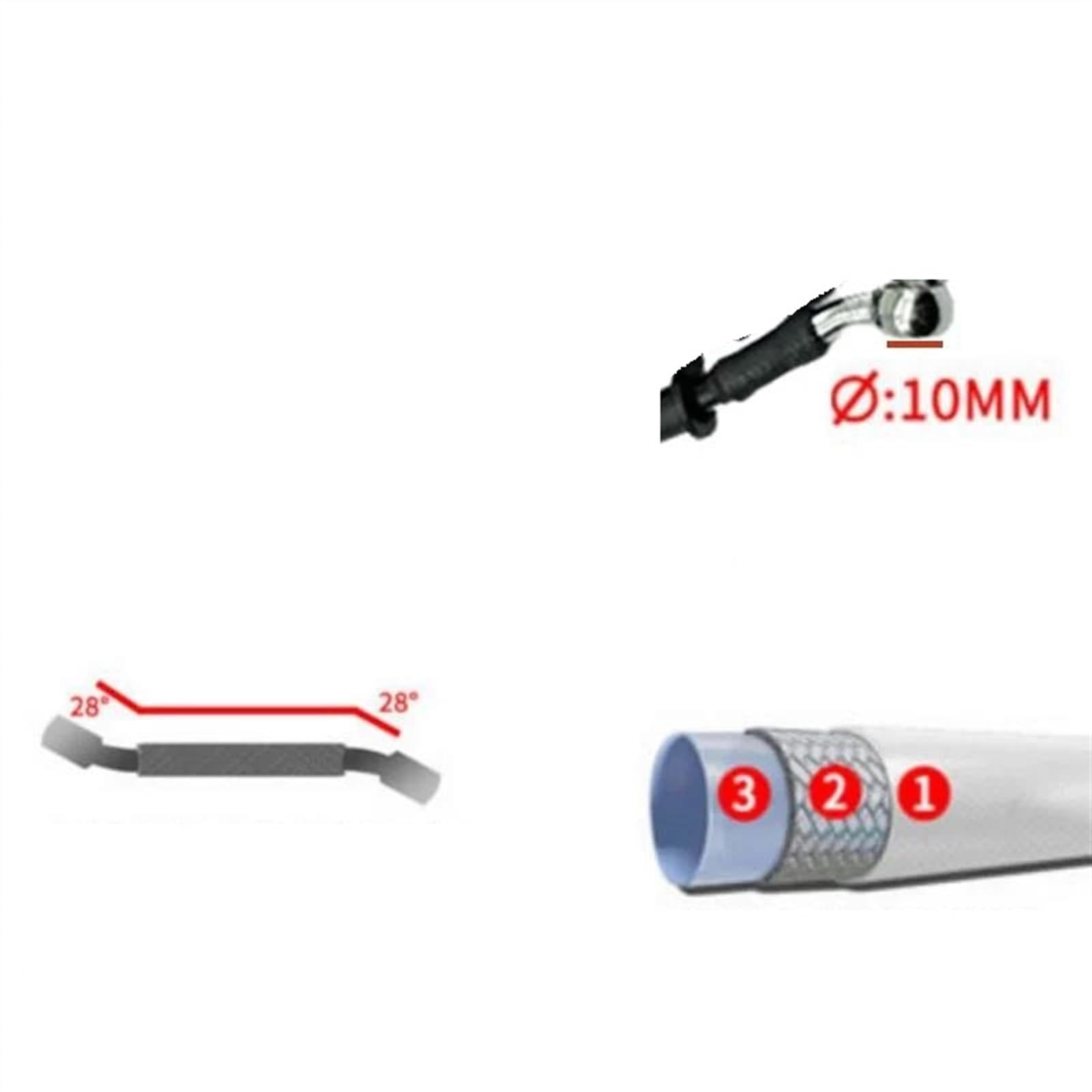 Parte della moto Blu 2X Dia10mm 28 Gradi Moto Intrecciato Tubo Flessibile Freno In Acciaio Idraulico 30 Cm-220 Cm(180cm)